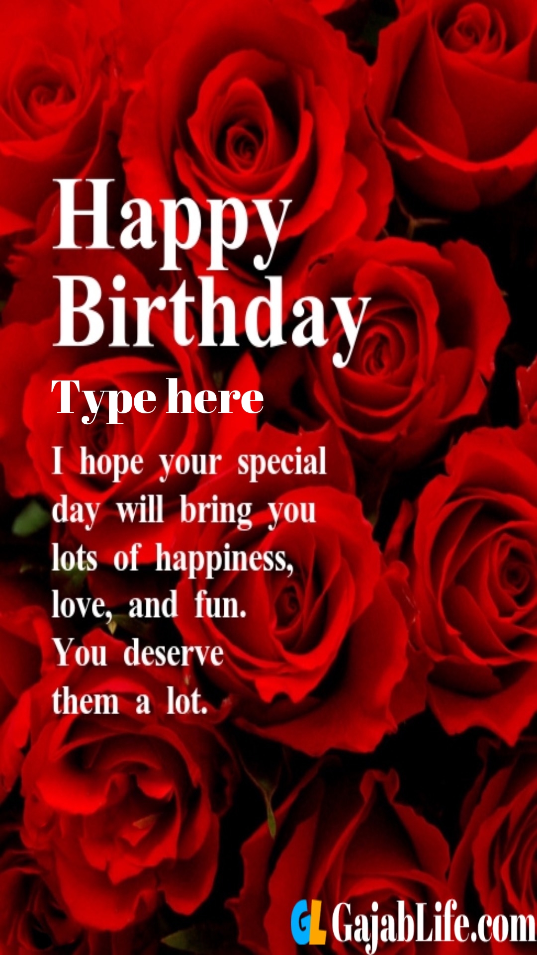 birthday greeting card with rose & love