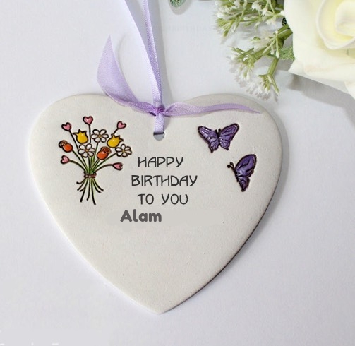 Alam happy birthday wishing greeting card with name