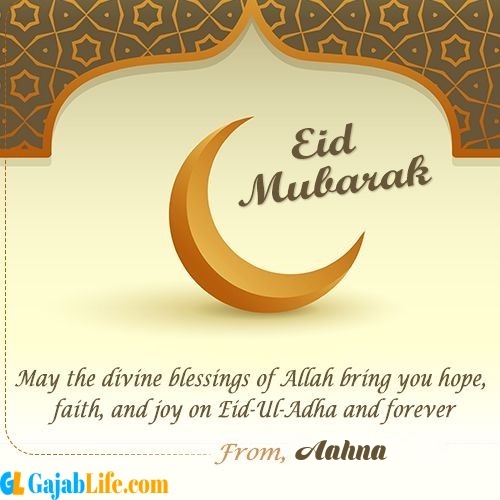 Aahna create eid mubarak cards with name