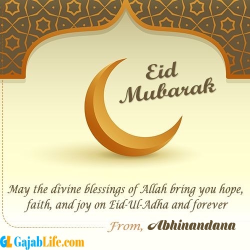 Abhinandana create eid mubarak cards with name