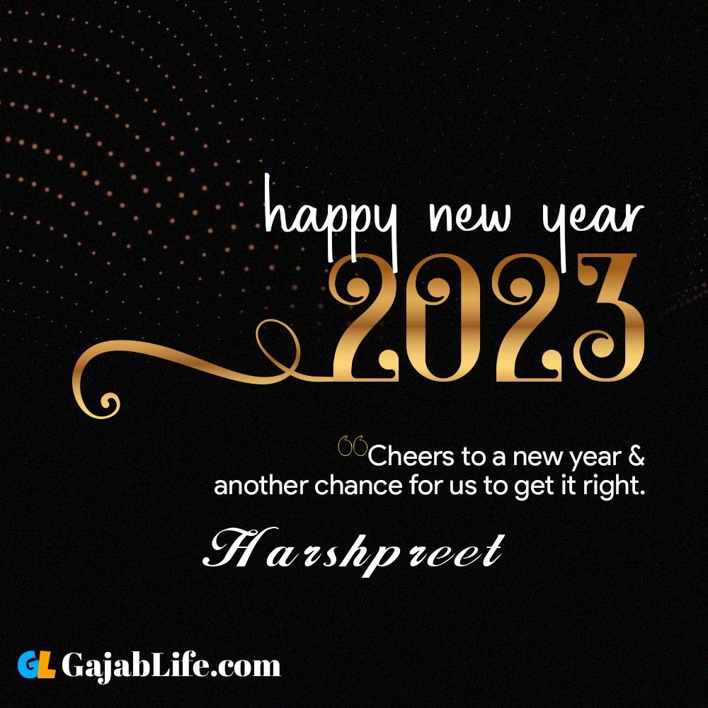 Harshpreet happy new year 2023 wishes with the best card with a name online for free.