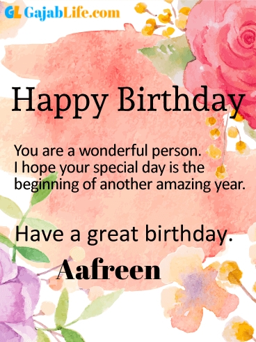 Have a great birthday aafreen - happy birthday wishes card