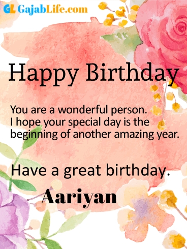 Have a great birthday aariyan - happy birthday wishes card