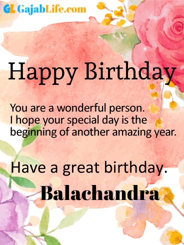 Have a great birthday balachandra - happy birthday wishes card