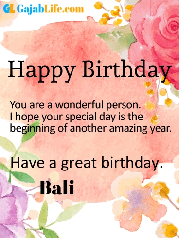 Have a great birthday bali - happy birthday wishes card
