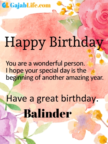 Have a great birthday balinder - happy birthday wishes card