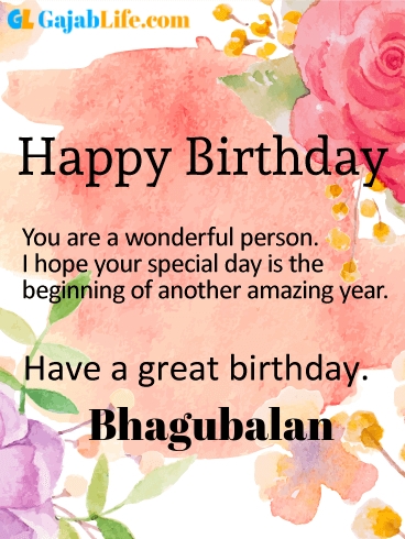 Have a great birthday bhagubalan - happy birthday wishes card
