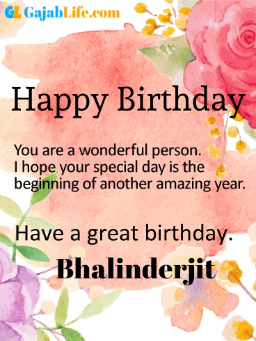 Have a great birthday bhalinderjit - happy birthday wishes card