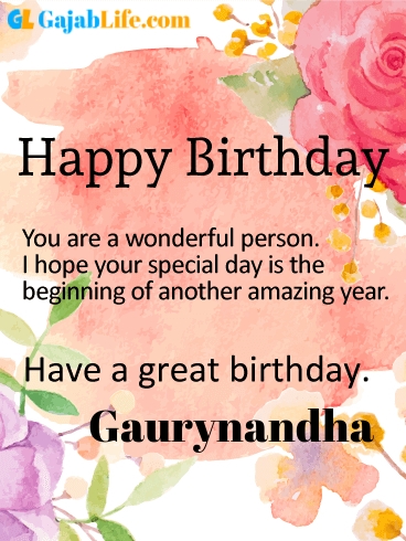 Have a great birthday gaurynandha - happy birthday wishes card
