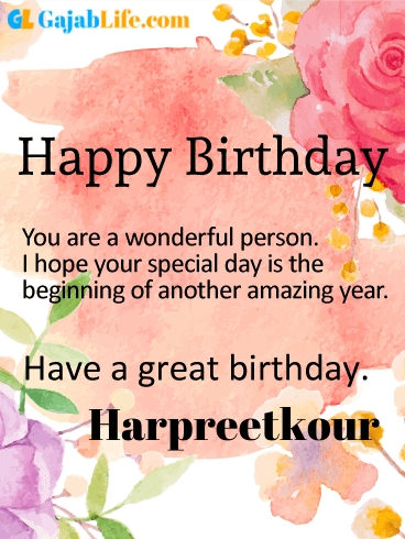 Have a great birthday harpreetkour - happy birthday wishes card