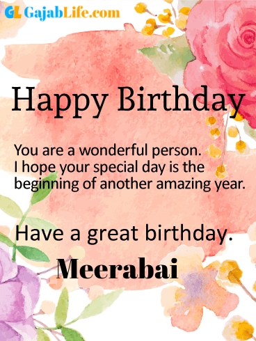 Have a great birthday meerabai - happy birthday wishes card