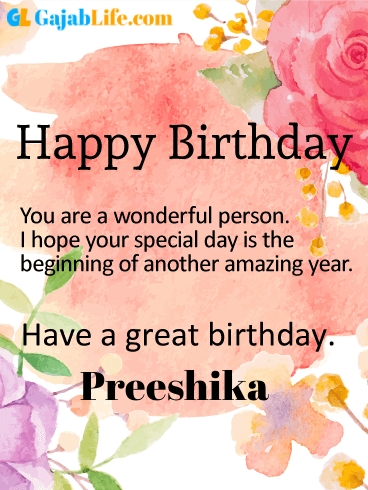 Have a great birthday preeshika - happy birthday wishes card