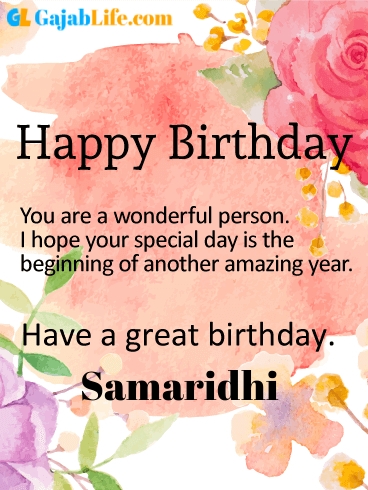 Have a great birthday samaridhi - happy birthday wishes card