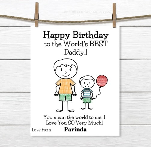 Parinda happy birthday cards for daddy with name