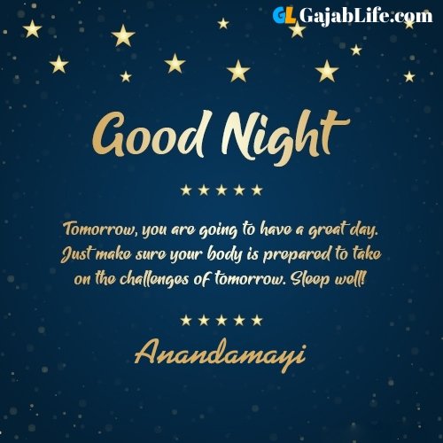 Sweet good night anandamayi wishes images quotes