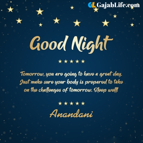 Sweet good night anandani wishes images quotes