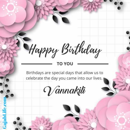 Vannakili happy birthday wish with pink flowers card