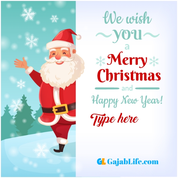 We wish you a merry christmas  image card with name and photo